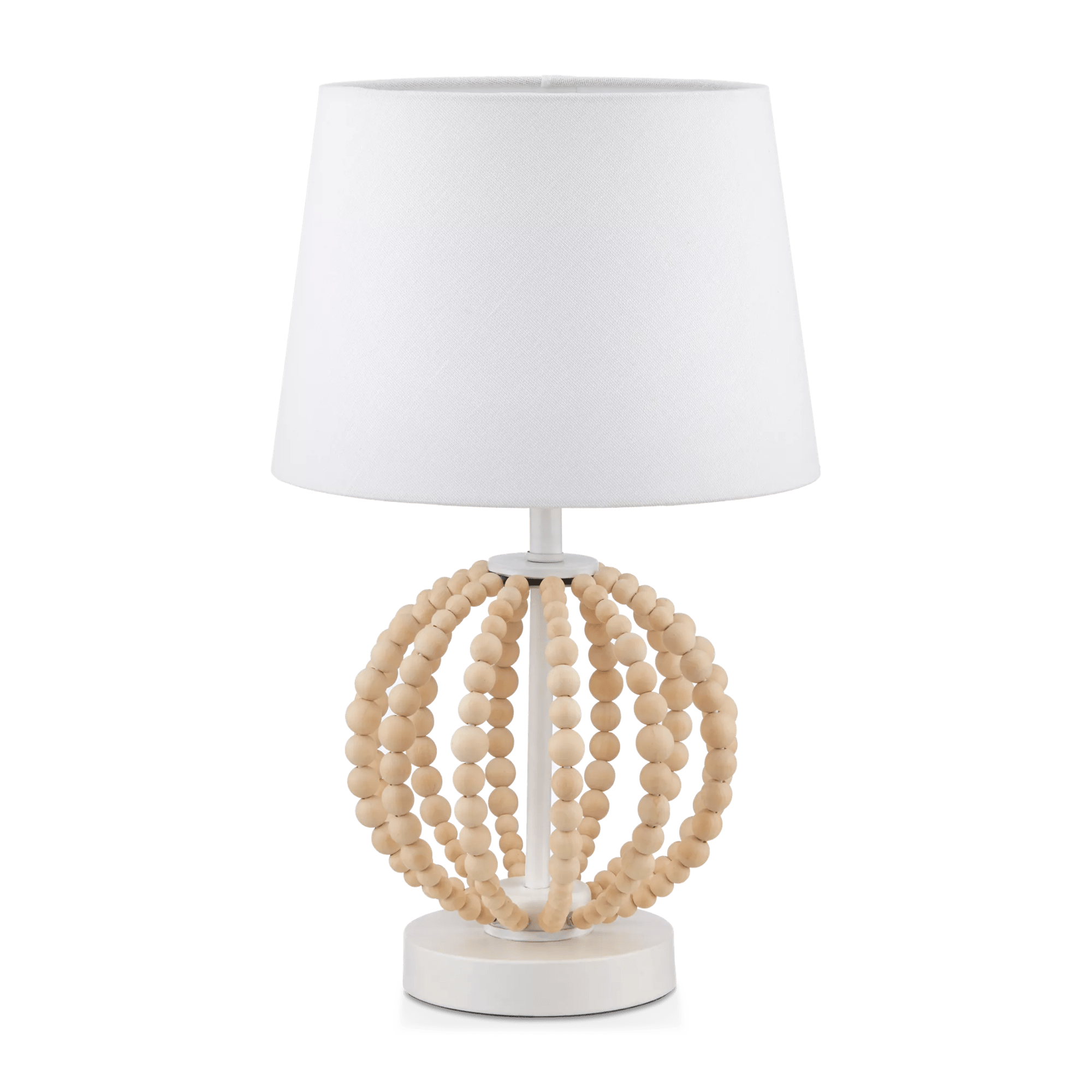 Lampe de table avec base en perles de bois