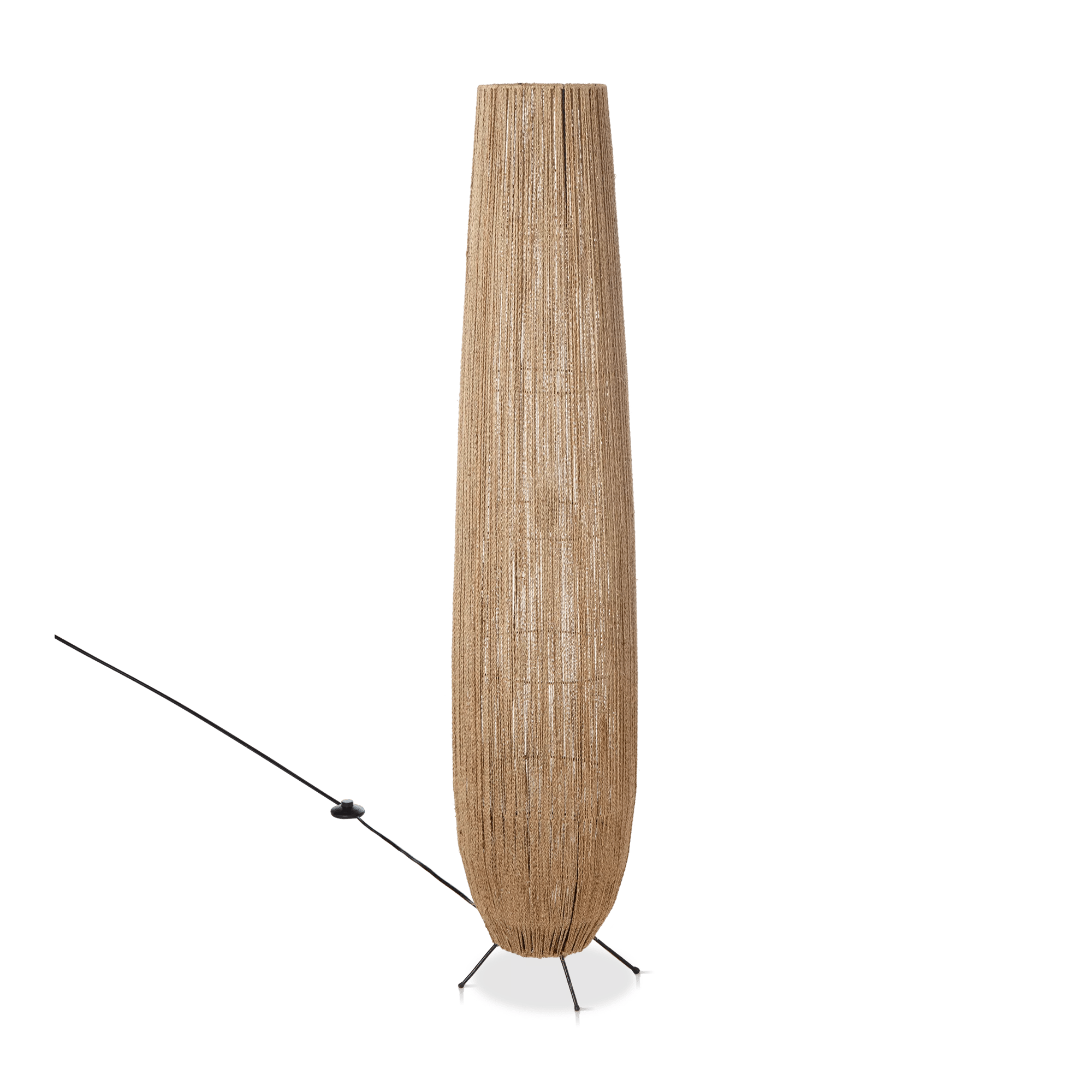 Lampe sur pied tubulaire en corde de chanvre