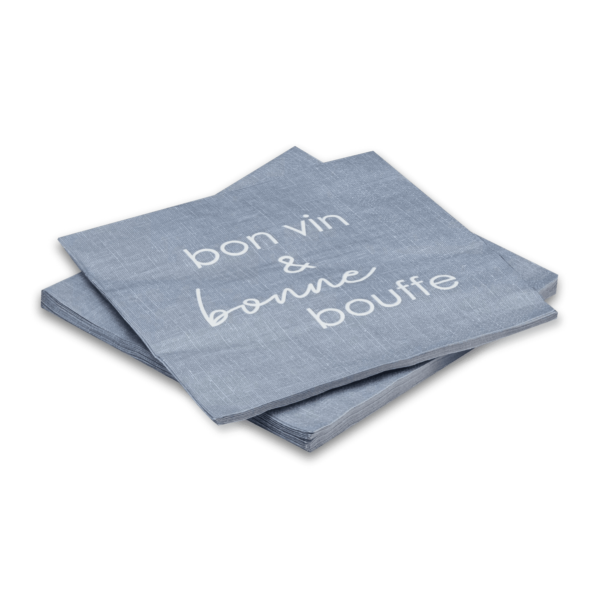 Lot de 20 serviettes de table carrées Bon Vin bleu