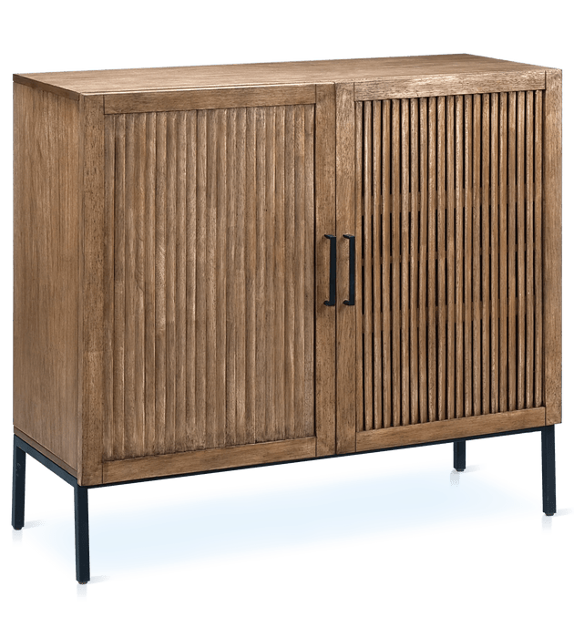 Slatted 2-Door Dark Wood Buffet