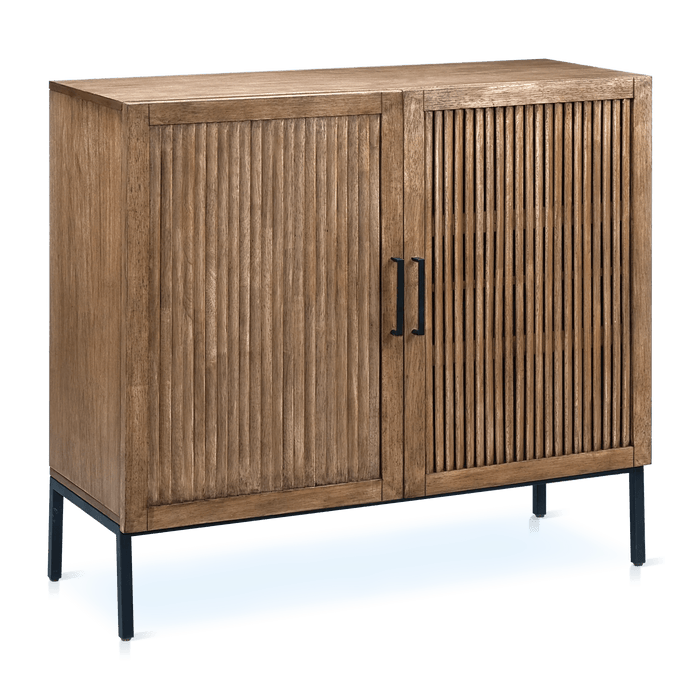Buffet 2 portes à lattes en bois foncé