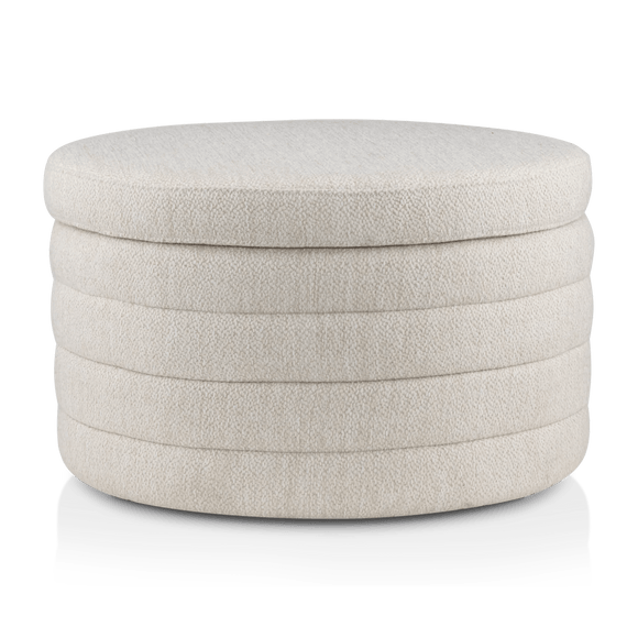 Round Storage Fabric Ottoman