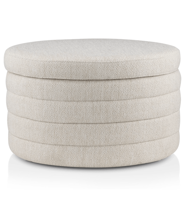 Round Storage Fabric Ottoman