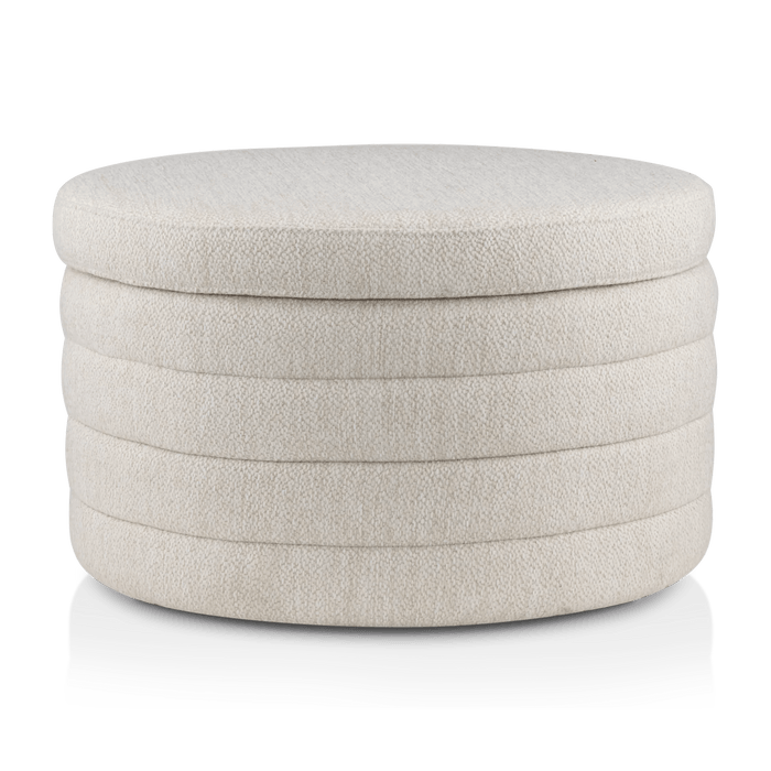 Pouf rond en tissu avec rangement