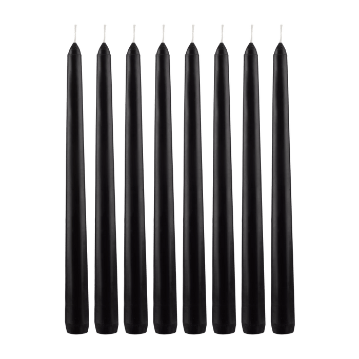 Ensemble de 8 chandelles noires effilées non parfumées