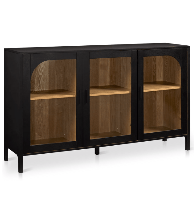 3-Door Black Wooden Buffet