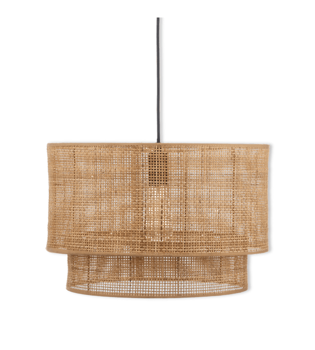 Lampe suspendue en rotin et bois