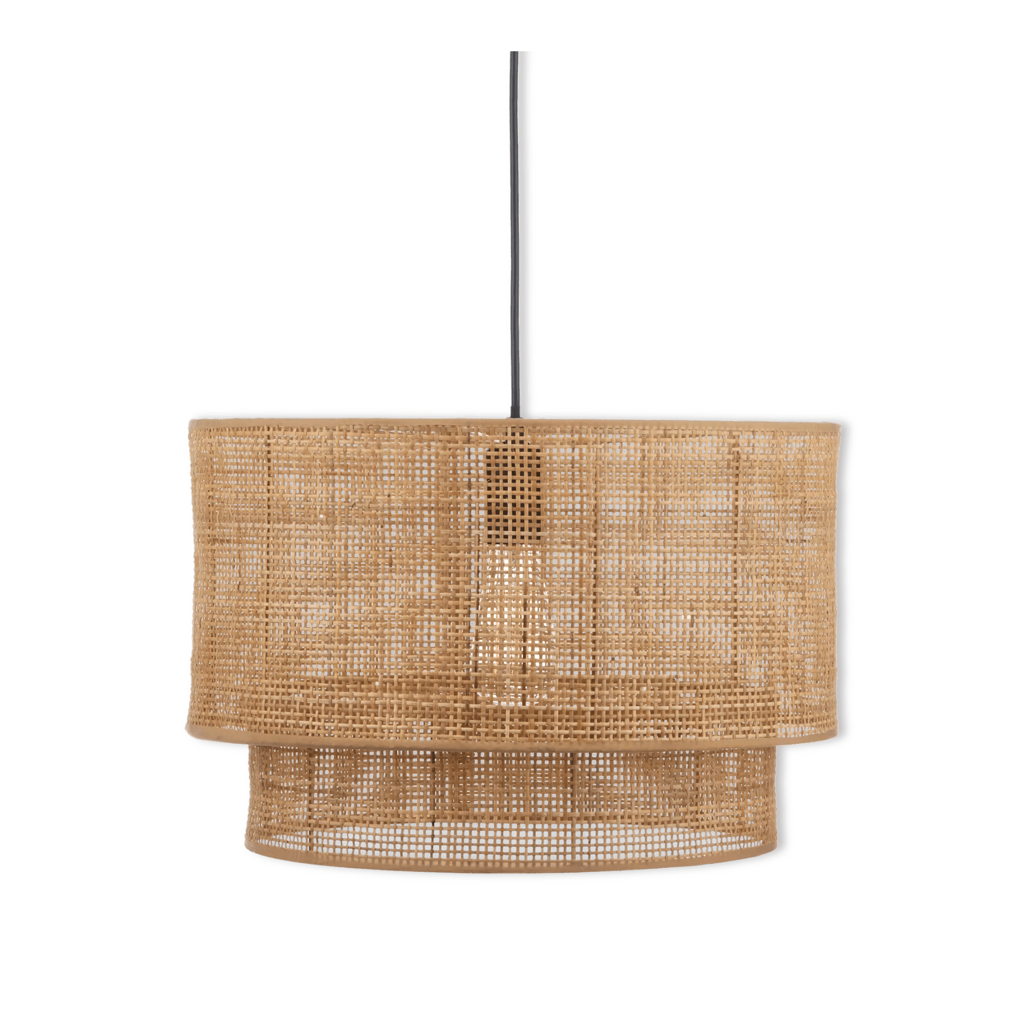 Lampe suspendue en rotin et bois
