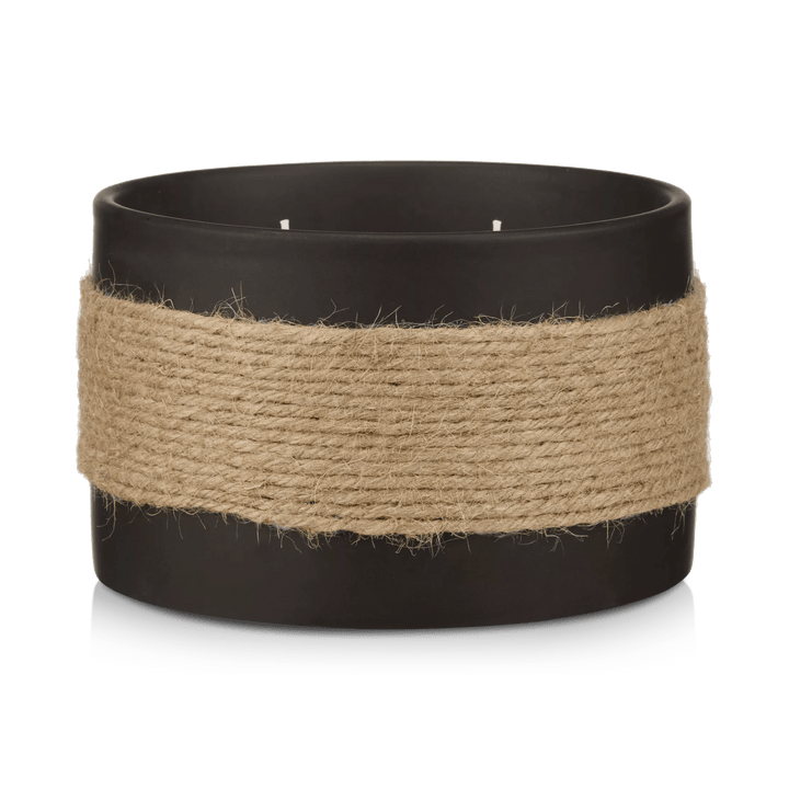 Braided Straw and Ceramic Candle