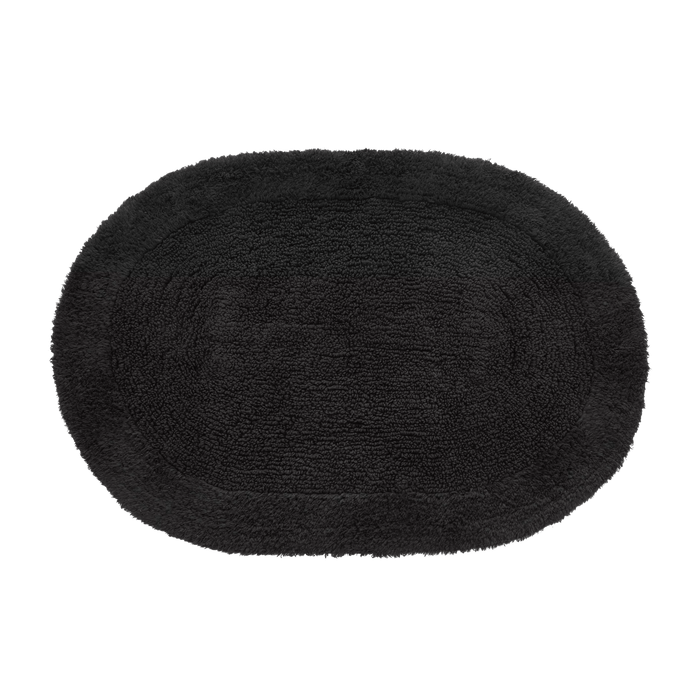 Black Oval Tufted Bath Mat