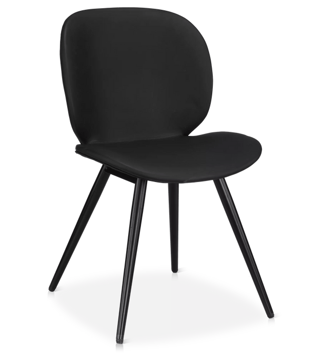 Chaise en similicuir et pattes noires métalliques Noir