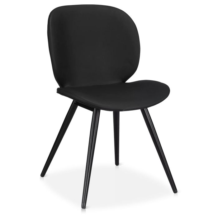 Chaise en similicuir et pattes noires métalliques Noir