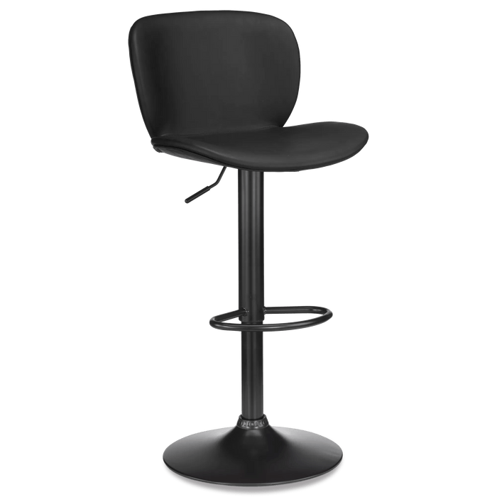 Tabouret de bar ajustable en similicuir texturé et en métal Noir