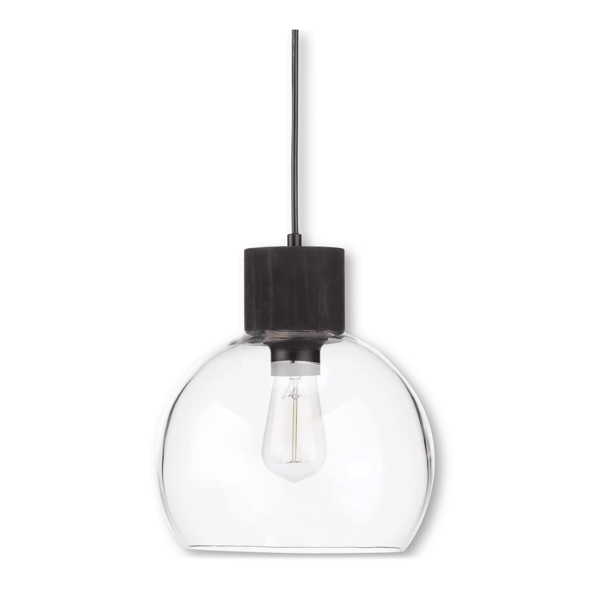 Round Glass and Wood Ceiling Lamp