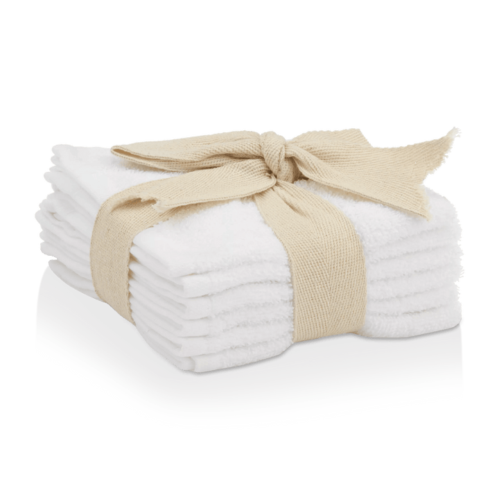 White Set of 6 Large Washcloths