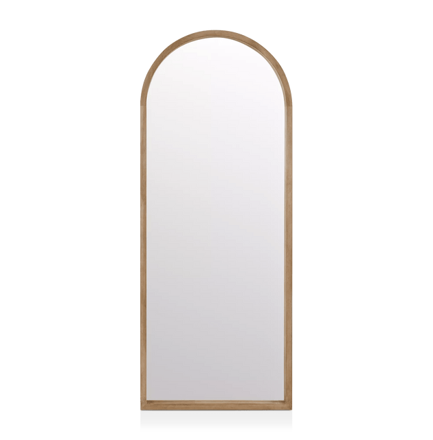 Full-Size Mirror with Wooden Arched Frame