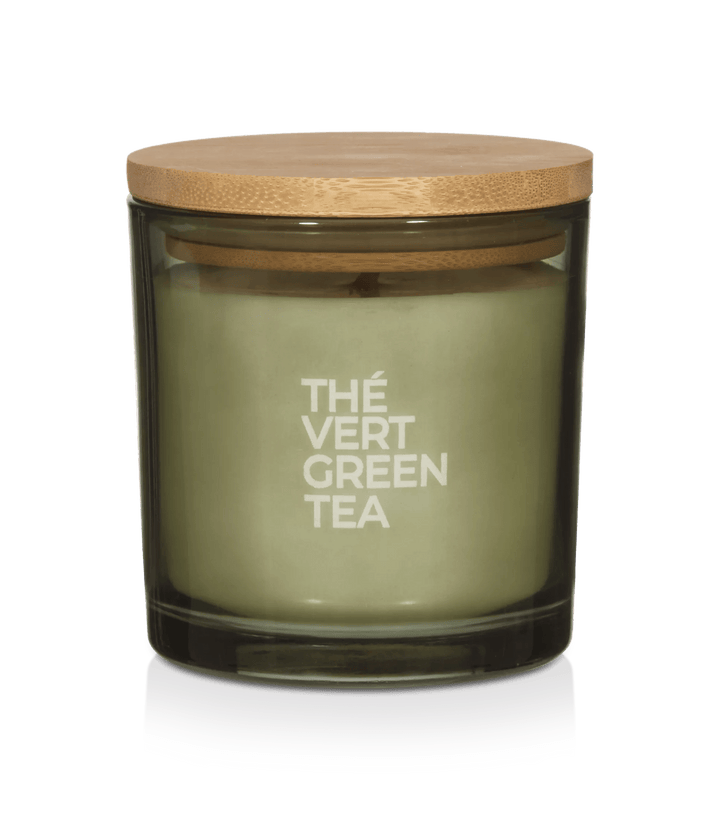 Bouclair Green Tea Candle with Wooden Lid