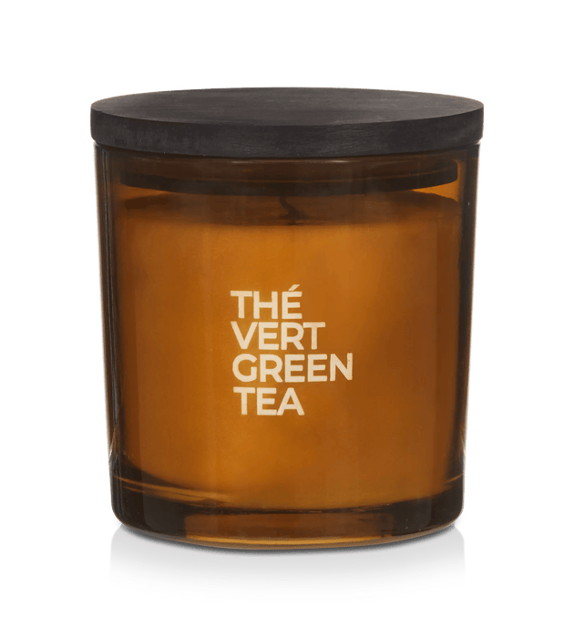 Chandelle au thé vert avec couvercle en bois Bouclair