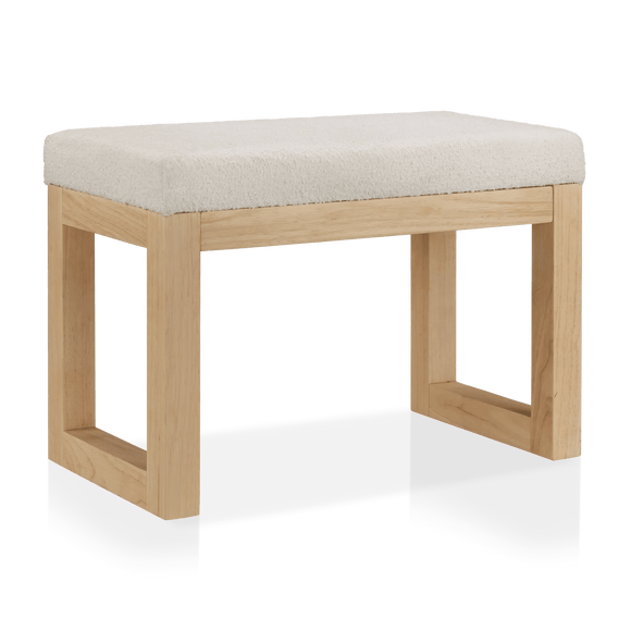 Fabric and Natural Wood Bench