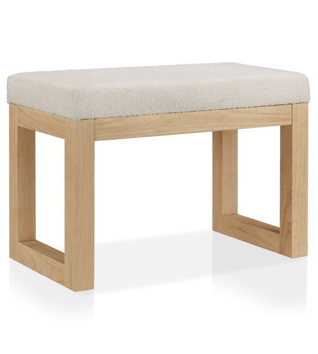 Banc en tissu et en bois naturel