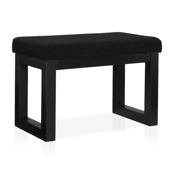 Black Fabric and Wood Bench