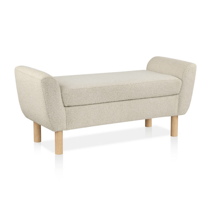 Fabric and Wood Bench