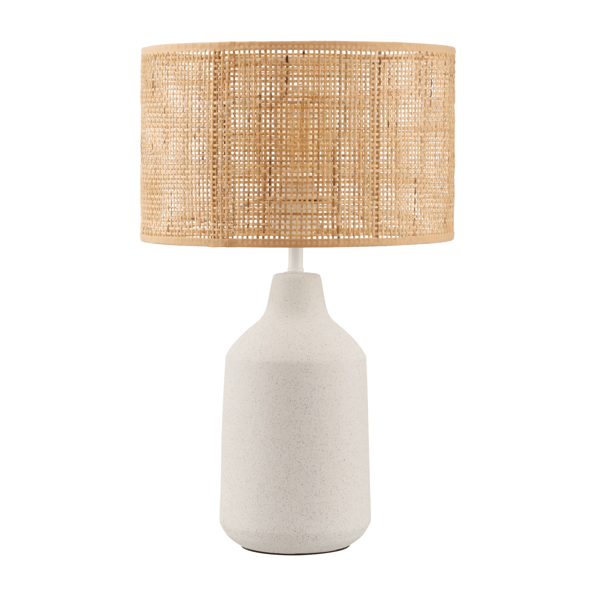 Lampe de table en céramique et en rotin