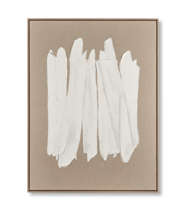 Tableau encadré de traits blancs sur lin