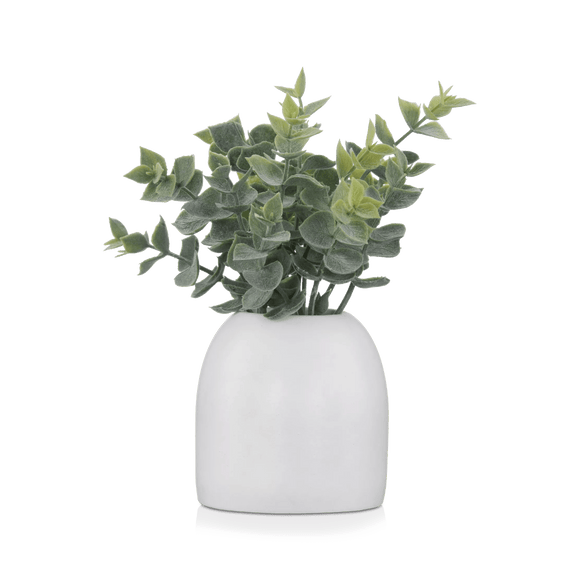 Eucalyptus artificiel dans un pot de céramique