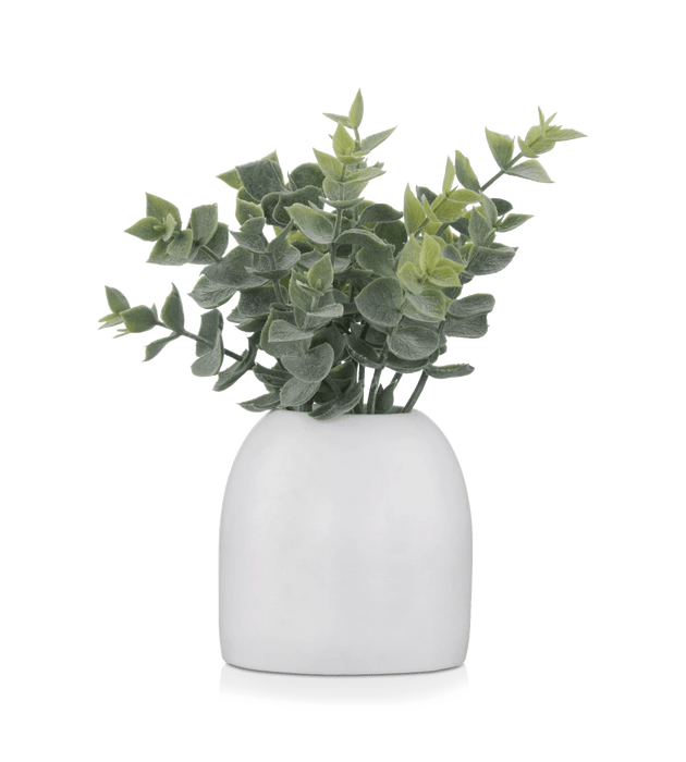 Eucalyptus artificiel dans un pot de céramique