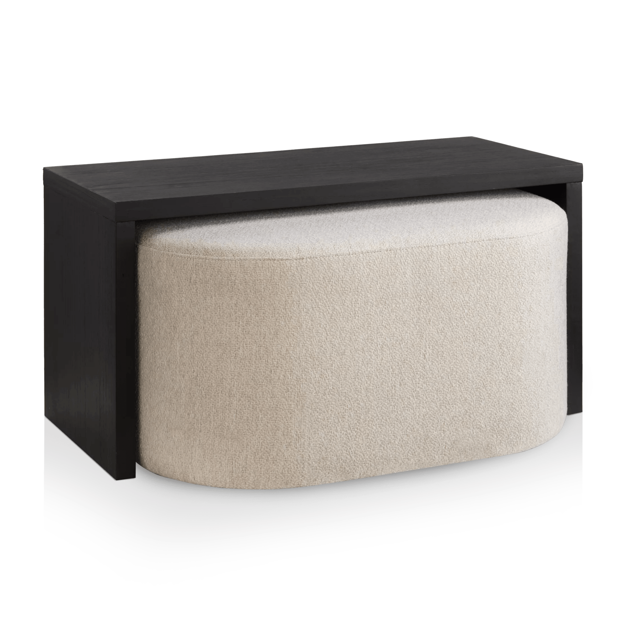 Table basse noire avec pouf