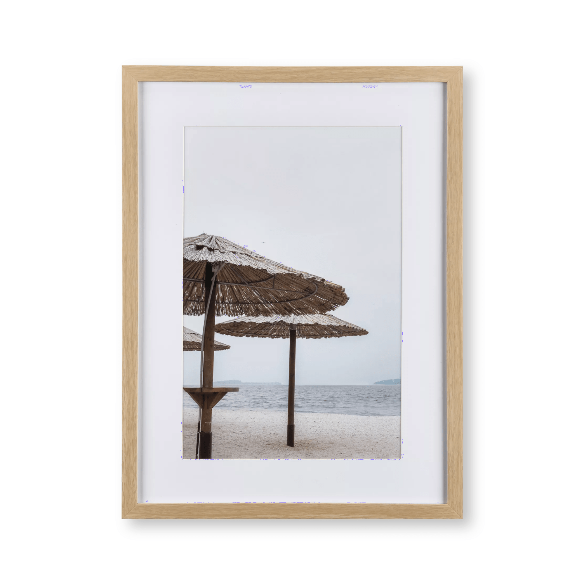 Parasols on Beach Printed Framed Art