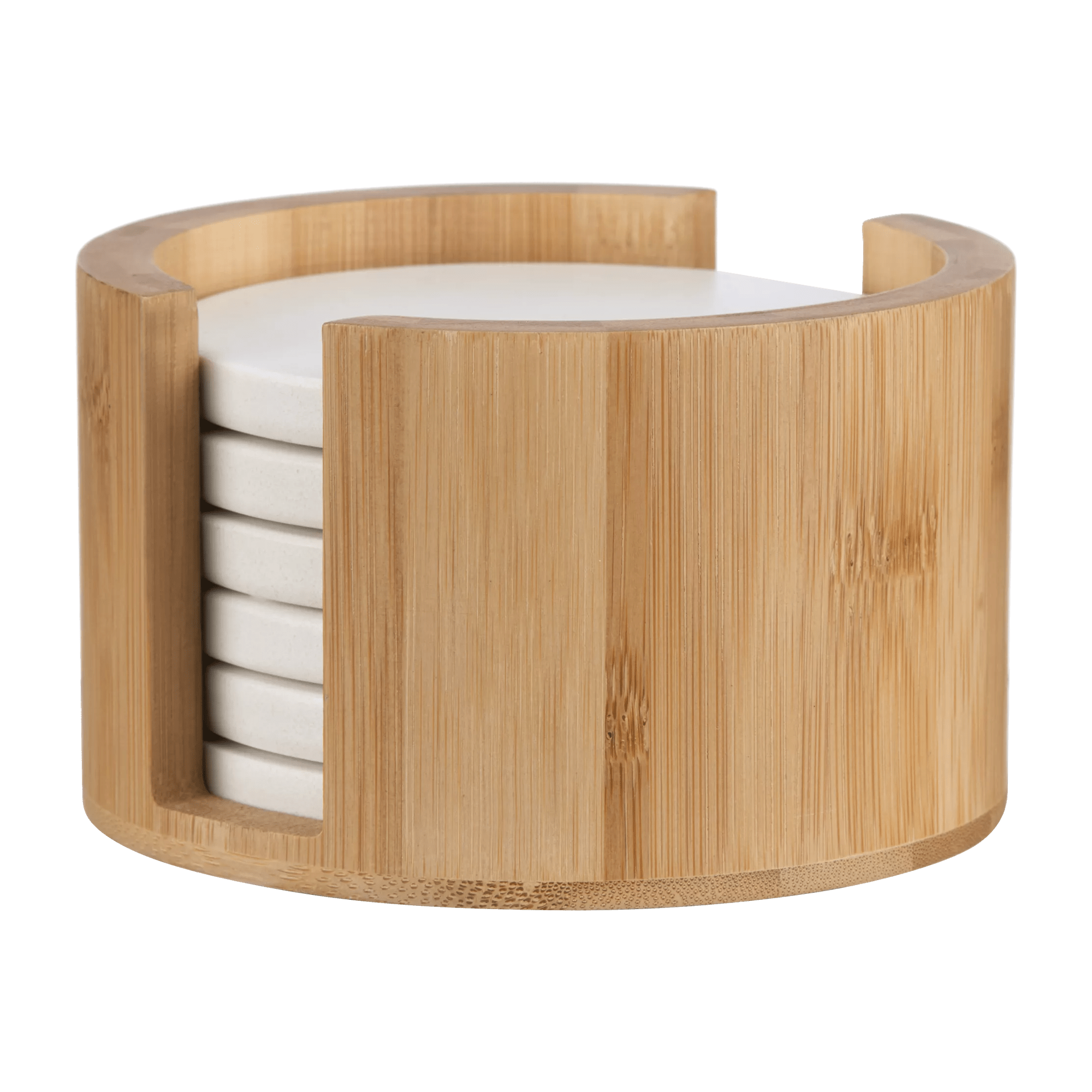 Ensemble de 6 sous-verres dans un plateau en bambou