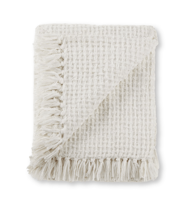 Off White Basic Chenille Knit Throw