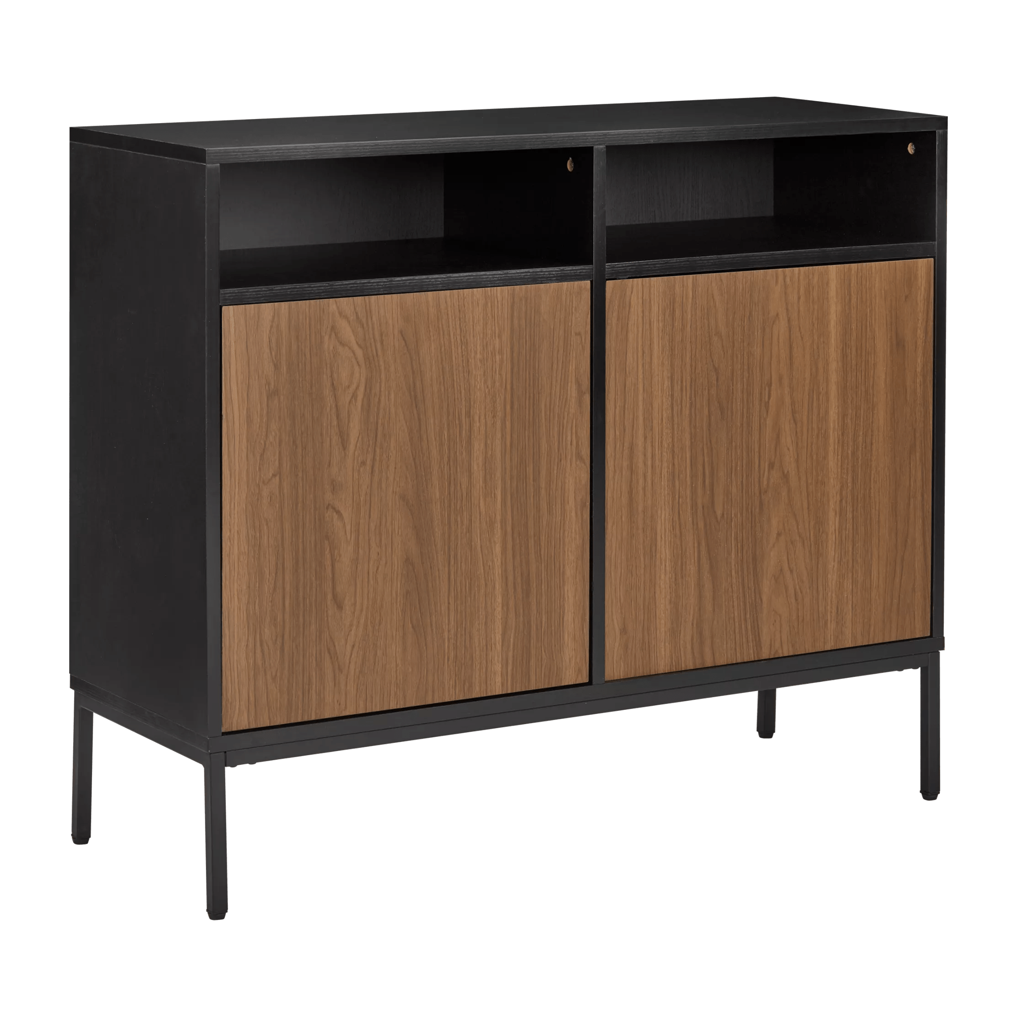Two-door Black and Walnut Wooden Buffet