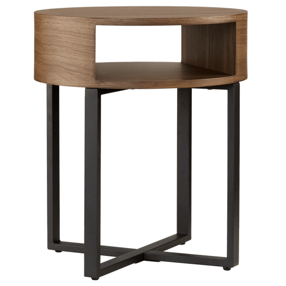 Table d'appoint en métal et noyer