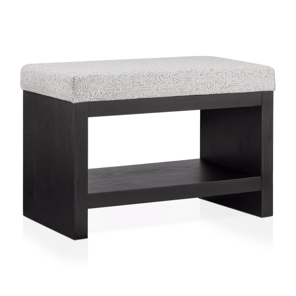 Banc en tissu et bois avec étagère à chaussures