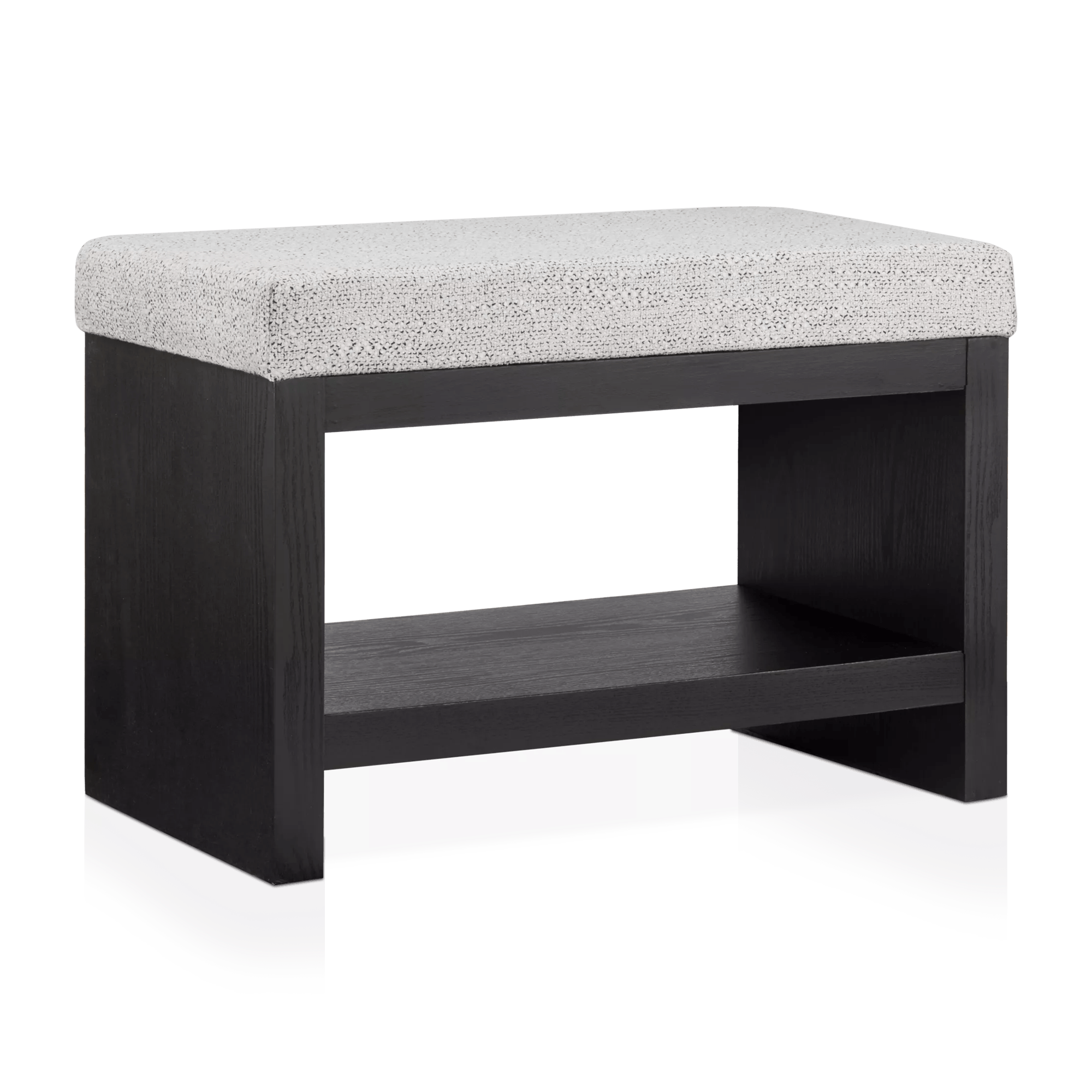 Banc en tissu et bois avec étagère à chaussures