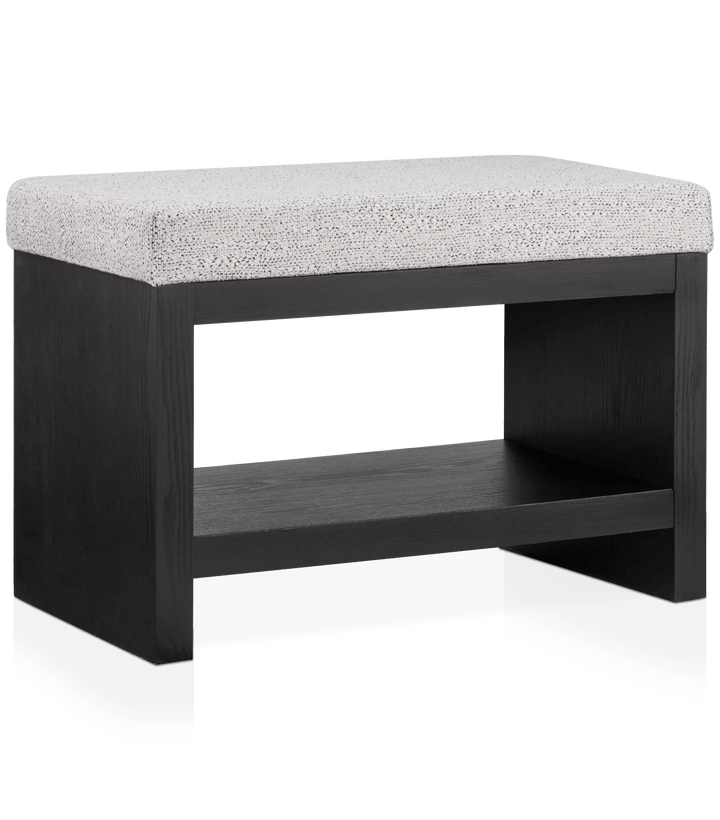Banc en tissu et bois avec étagère à chaussures