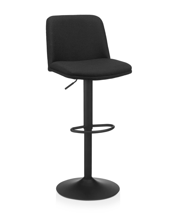 Tabouret de bar ajustable en tissu et en métal Noir