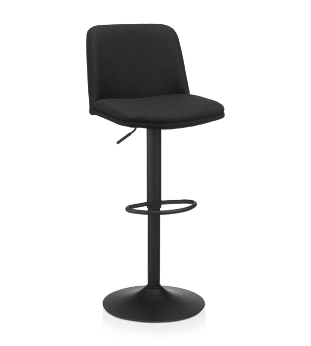 Tabouret de bar ajustable en tissu et en métal Noir