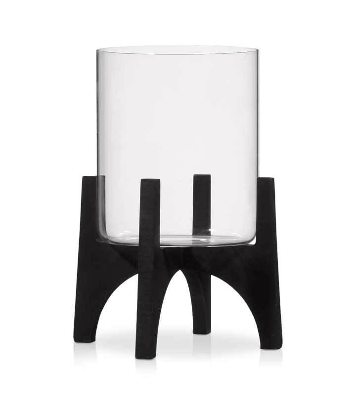 Glass Candle Holder on Black Stand