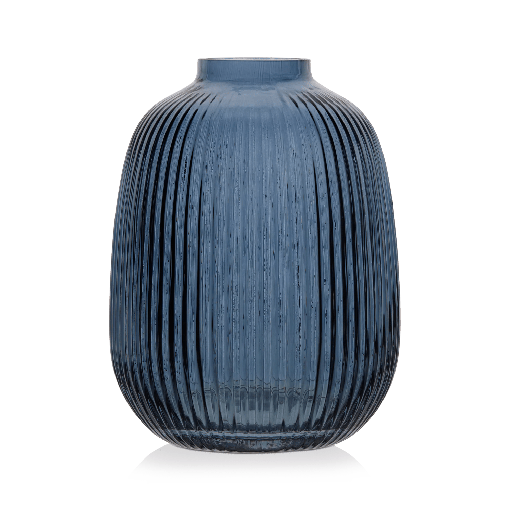 Vase de table en verre côtelé