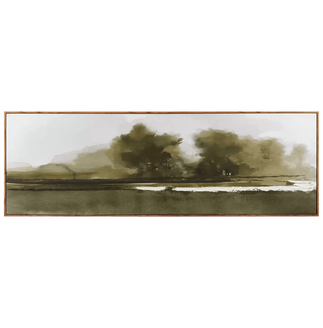 Gel-Embellished Watercolor Landscape Framed Art