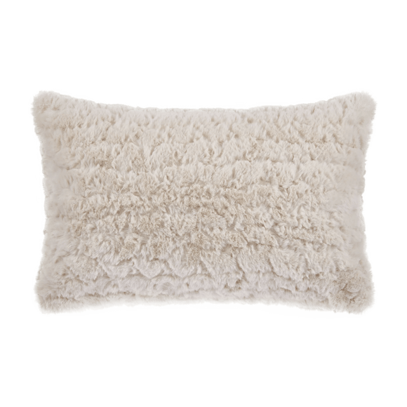 Coussin lombaire décoratif en fausse fourrure de mouton Beige Pale