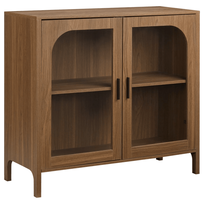 Buffet en placage de bois avec portes en verre