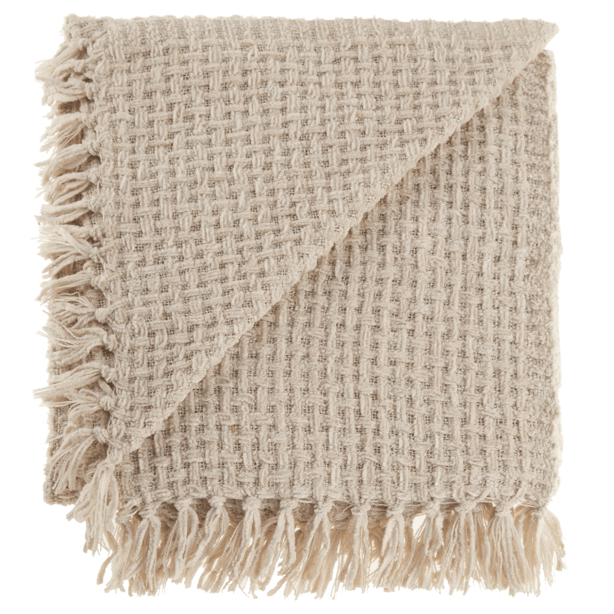 Beige Basic Chenille Knit Throw