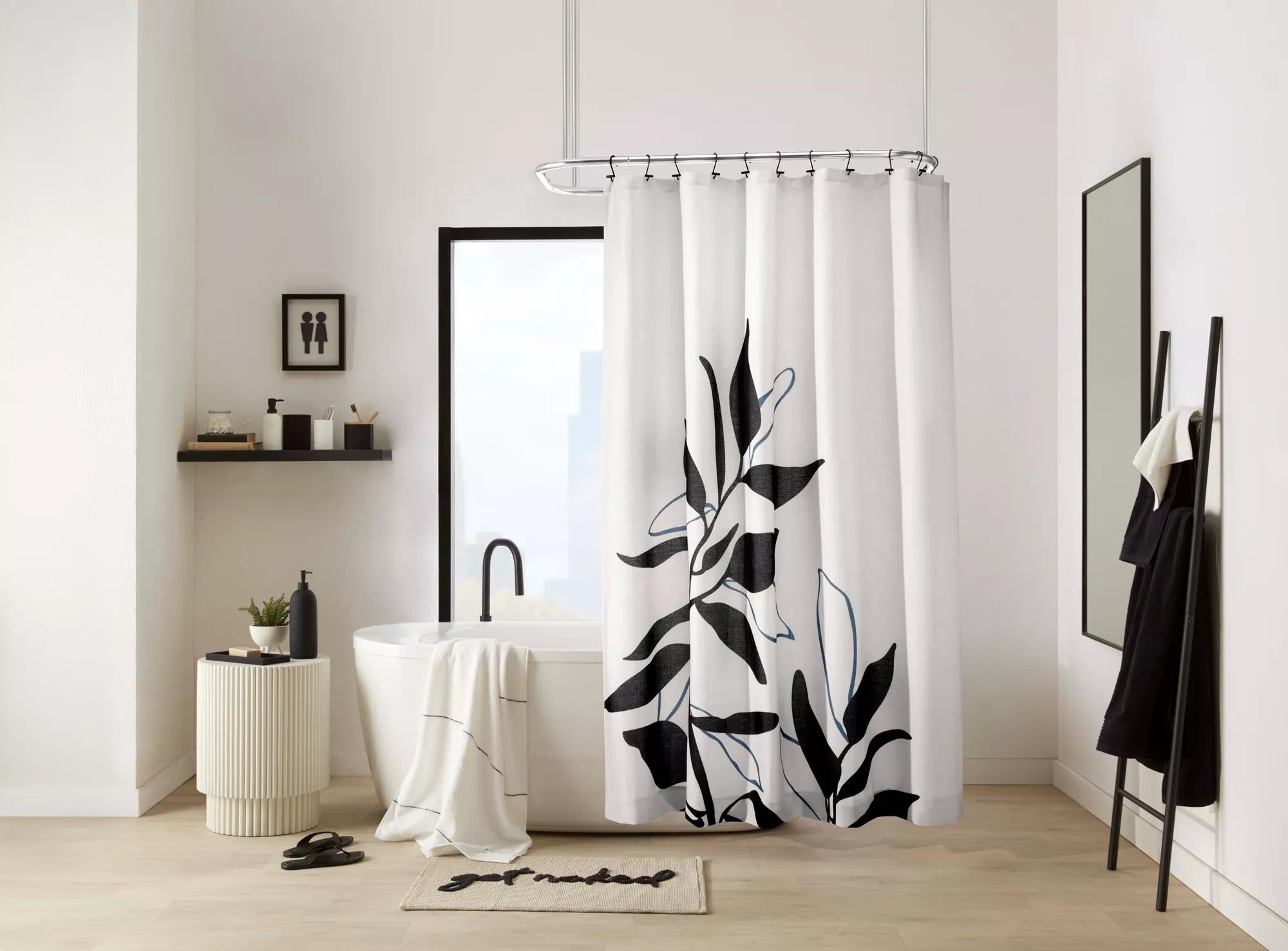 Rideau de douche imprimé feuille Dima