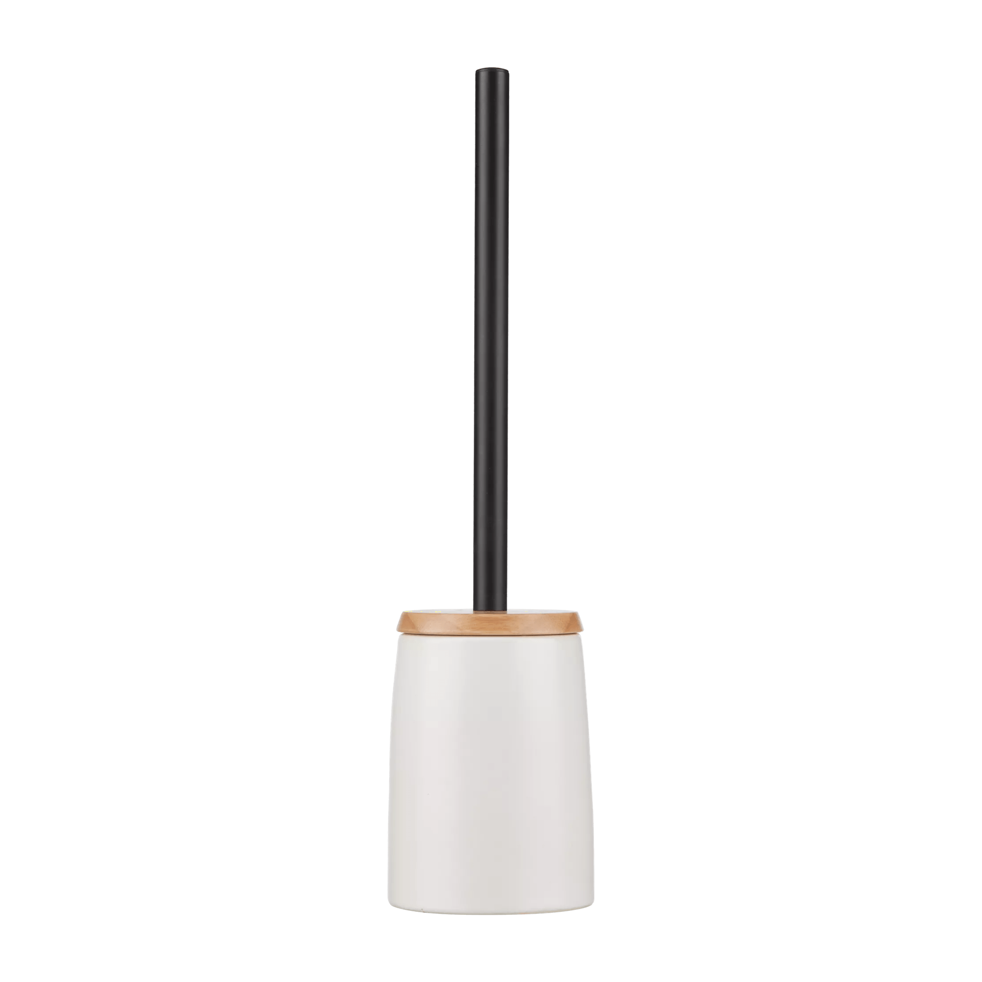 Brosse de toilette blanche avec rebord en bois naturel