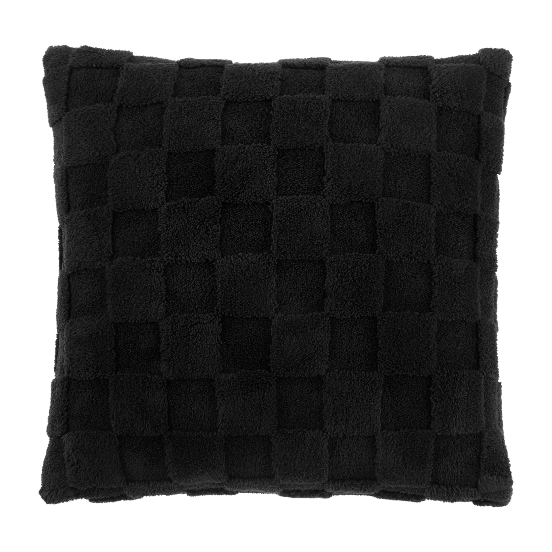 Coussin décoratif motif à carreaux en peluche Toyo 